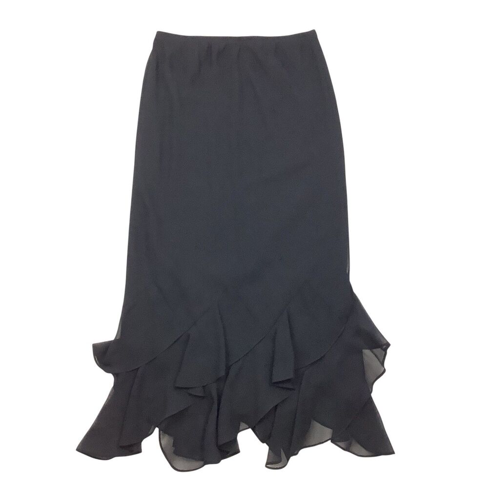MSK Black Midi Skirt with Ruffled Hem